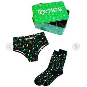 Tipsy Elves Women's Christmas Lights Underwear & Socks Gift Set - NEW!
